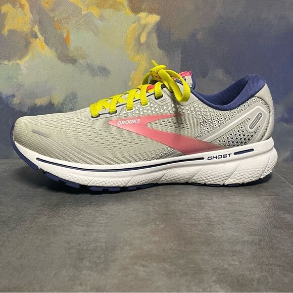 Brooks Ghost 14 Women's Sneakers Grey/Pink/Sulphur Spring Size 8.5B - Picture 15 of 16